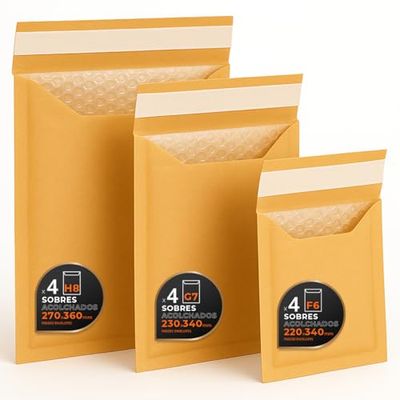 Gewatteerde verzendenveloppen, verschillende maten (3 maten), kraftpapier, wit of beide, zelfklevend, met luchtbel, ideaal voor verzending – Pack L – gastronomie (kracht, 12 enveloppen)