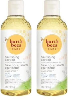 Burt's Bees Baby Oil, Nourishing Baby Moisturiser With Apricot Oil, Paediatrician-Tested, 147.8 ml (Pack of 2)
