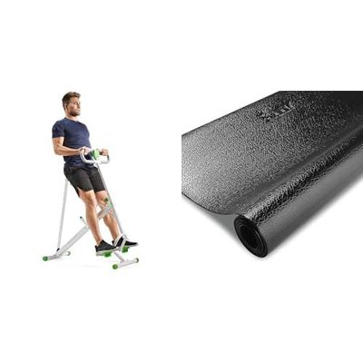 Sunny Health & Fitness Row-N-Ride Squat Assist Trainer for Glutes & Full Body Cardio Workout + Treadmill Mat -Small - NO. 083, Black