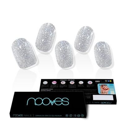 NOOVES - Żelowe folie do paznokci |Dazzling Diva - Metaliczny 20 szt. Premium półutwardzone paznokcie żelowe naklejki do paznokci, naklejki na paznokcie żelowe, zawiera 1 pilnik do paznokci i 1