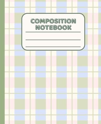 Composition Notebook: Vintage Checked Style, 120 Sheets, 7.5" x 9.25", Green&Pink Cover