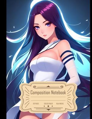 Composition Notebook College Ruled: Beautiful Anime Style Woman in Flat Vector Art, Ideal for Writing, Size 8.5x11 Inches, 120 Pages