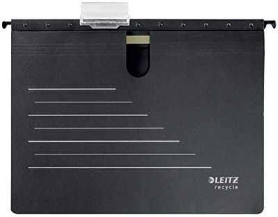 Leitz Classeur Suspendu en Carton Alpha, A4, 100% Recyclable, Écologique, Qualité Premium, Recycle, Noir/Gris, 19200095
