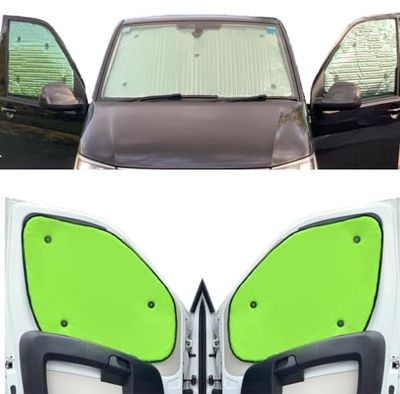 Thermal Blinds Compatible With Peugeot Bipper (Third Generation) (Years 2008-Date) (Full Set With Tailgate) With Backing Colour in Flourescent Yellow, Reversible