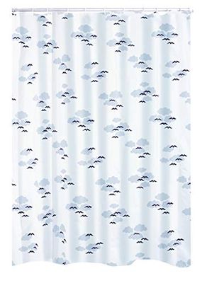 Ridder 463630-350 Helgoland Rideau de Douche Textile + Anneaux Polyester Bleu 180 x 200 cm