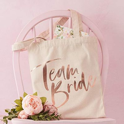 Ginger Ray Bolso de mano floral de la lona de la novia del equipo de oro rosa