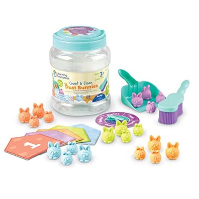 Learning Resources Juego para Contar y Barrer pelusillas, Actividades para niños pequeños, Set de Juguetes didácticos, Juguetes para Aprender los Colores, 29 Piezas, 3+ años