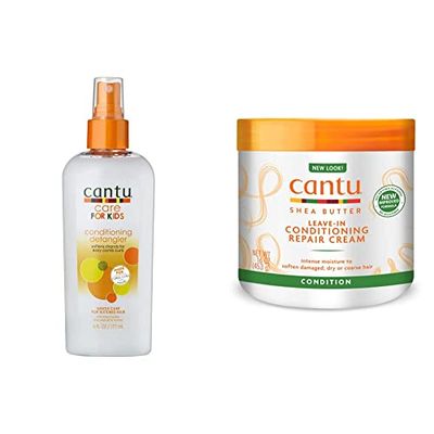 Cantu Conditioning Detangler for Kids, Shea Butter 177 ml & Shea Butter Leave in Conditioning Repair Cream 453 g