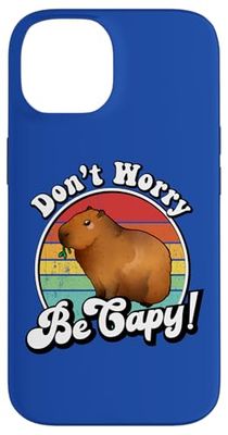 Cute Retro Vintage Meme Lover Don't Worry Be Capy Capybara Custodia per iPhone 14