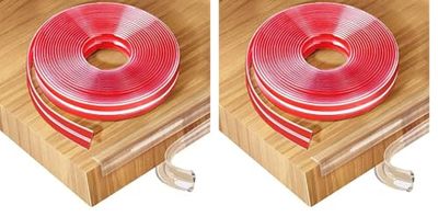 Romon 6 Mètres Bande Coin de Table Protection Bebe, Transparent Bande Protection Meuble, Pré-adhésif PVC Protecteur des Bords, pour Les Tables, Rebords de Fenêtres, Murs (Lot de 2)