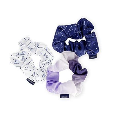 LEGAMI - Lot de 3 Hair Scrunchies Hair We are, élastiques pour Cheveux, élastiques à friser avec Tissu Effet satiné, thème Stars, Blanche