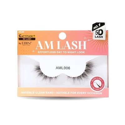 CATTITUDE 5D AM/PM False Eyelashes - Flare Volume Style, Soft Faux Mink & Ultra Lightweight, Invisible Clear Band, Easy to Apply, Reusable, Natural Everyday Look, Cruelty Free