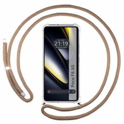 Tumundosmartphone Custodia a sospensione trasparente per Xiaomi Poco F6 5G con Cordon Camel