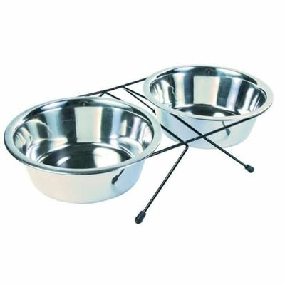 Trixie Eat on Feet - Set di Due Ciotole in Acciaio Inox per Cani