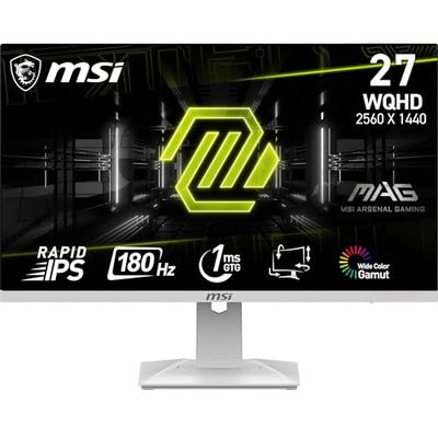 MSI MAG 274QRFW Monitor Gaming 27" WQHD - Pannello Rapid IPS 2560 x 1440, 180 Hz / 1ms GtG, Gamma di Colori sRGB 123%, Design senza bordi, DisplayHDR 400 - DisplayPort 1.4a, HDMI 2.0b