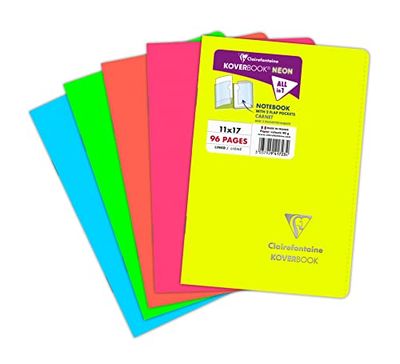 Clairefontaine 941723C - Koverbook NEON carnet piqué PP opaque 11x17cm 96p ligné - couleur aléatoire