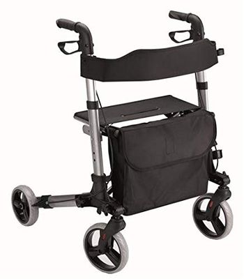 Lichte rollator van aluminium met wielen en remmen; model Futura Apex