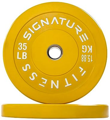 Signature Fitness Discos de peso olímpicos de 2 pulgadas con cubo de acero, 35 libras, par