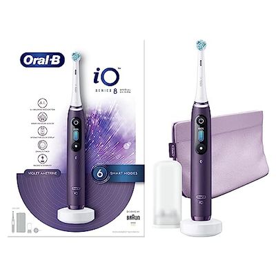 Oral-B Special Edition iO - 8 - Spazzolino Elettrico Ricaricabile Di Braun, 1 Spazzolino Viola Esclusivo Con Tecnologia Magnetica Rivoluzionaria, Display A Colori, 1 Testina, 1 Astuccio Magnetico