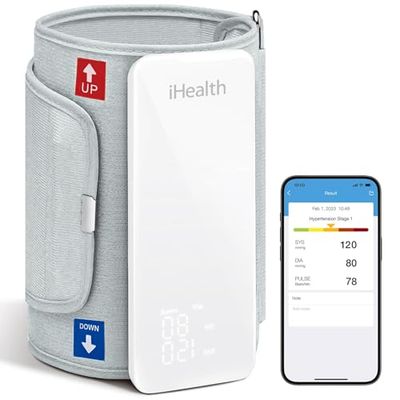 iHealth Neo Smart Arm Blood Pressure Monitor with Display with Wide Range Cuff That fits Standard to Large Adult Arms, Bluetooth Compatible for Apple & Android Devices