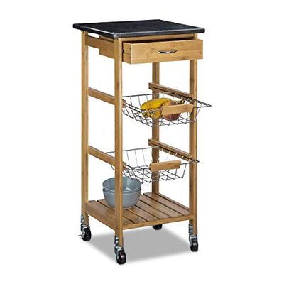 Relaxdays 10020313 Alfred Desserte de Cuisine Bambou Marron 37,5 x 37,5 x 82,5 cm