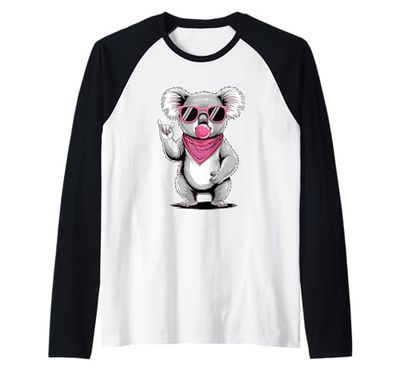 Koala Bear Sunglasses Bubble Gum Rock And Roll Raglan Baseball Tee