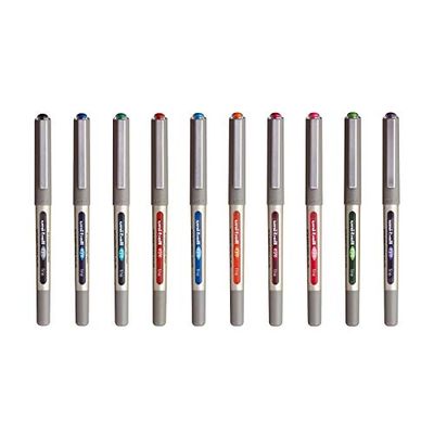 uni-ball - Uni Mitsubishi Pencil - 10 bolígrafos de ojo fino UB-157 - Bolígrafos de tinta líquida - Punta 0,7 mm - Escritura media - Surtido de 8 colores diferentes
