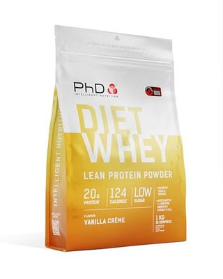 PhD Nutrition Diet Whey Poudre de protéines 1kg Crème vanille, Poudre de protéines High Protein pauvre en calories pour compléter le régime avec 16g de protéines par portion