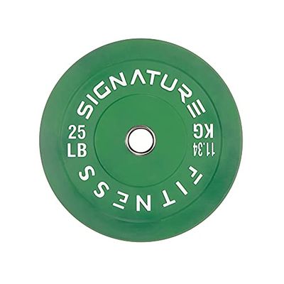 Signature Fitness Piastre di peso del piatto del paraurti olimpico da 2 pollici con il mozzo d'acciaio, 11,3 kg singolo, colorato