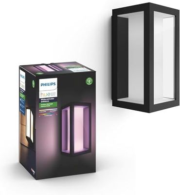 Philips Hue White and Color Ambiance Impress, Lampada da Parete Smart da Esterno, 16 Milioni di Colori, Nero
