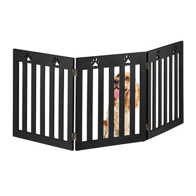 Relaxdays Barrière de sécurité pour Chiens, Grille de Protection, HxL : 60 x 153 cm, MDF, Pliable, Noire