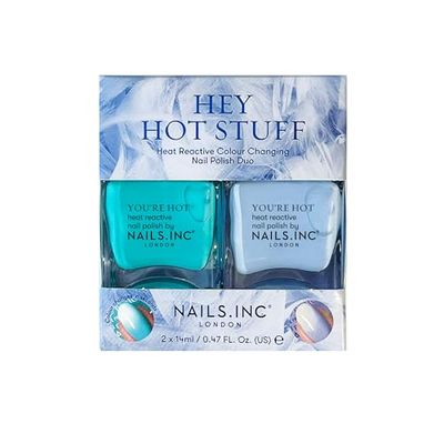 Nails Inc Hey Hot Stuff Duo, Temperature Colour Changing, No Chip, Long Lasting, Quick Dry, Air Dry, Professional Manicures & Pedicures, Fingernails & Toenails, Vegan Nail Polish, 2 Piece Set