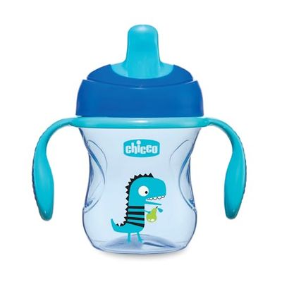 Chicco - Training Drinkbreker - 6+ Maanden - Trainingsbeker voor Peuters - Ergononomische Tuit - Afneembaar Ventiel en Handgrepen - Blauw