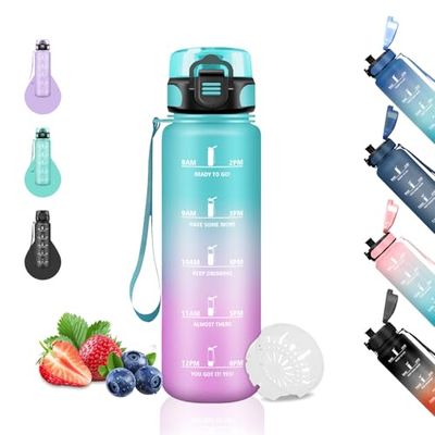 Butelka na napoje dla dzieci, 500 ml, ze znacznikami czasu, szczelna, do przenoszenia, dla dziewczynek, do szkoły, na podróż, na kemping, do biura, biegania, zielona/różowa