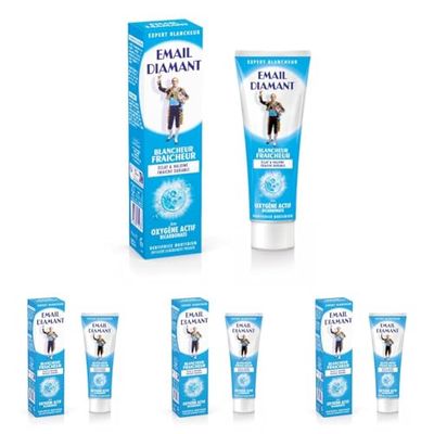 EMAIL DIAMANT - Dentifrice Blancheur & Fraîcheur Longue Durée, Dentifrice Blanchissant avec Microbilles Polissantes, Dentifrice au Fluor, Bicarbonate & Oxygène Actif Anti-Mauvaise Haleine, 75 ml