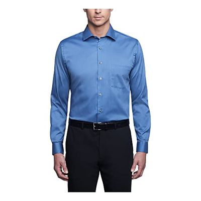 Van Heusen Heren Overhemd Regular Fit Flex Kraag Solid, Blauw (Dusty Blue), 14.5 Neck / 32-33 Sleeve