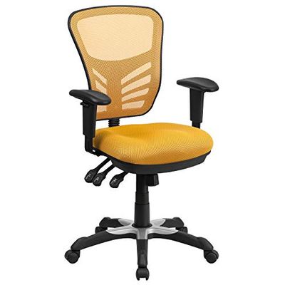 Flash Furniture Yelloworange Multifunctionele managersstoel, ergonomische draaistoel met verstelbare armen