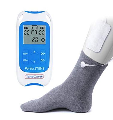 TensCare Perfect TENS - Appareil TENS cliniquement testé pour soulager les douleurs de dos, de hanche, de jambe, de bras, d'arthrite et de sciatique. Comprend une chaussette pour l'arthrite du pied.