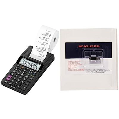 Casio HR8RCE Calculatrice Imprimante Semi Professionnelle Noir & 1 x Ruban IR40 Noir GR 744