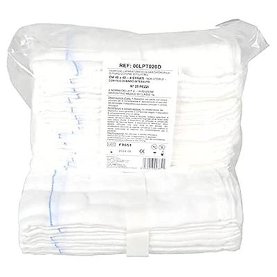 MEDIBERG - Garza 100% in cotone a 4 strati con 20 fili/cm², 40X40, confezione da 250, 59393