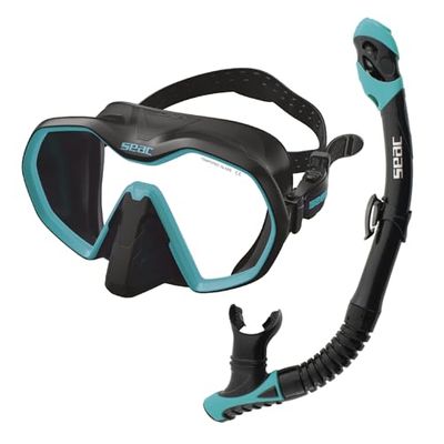 SEAC Set bis Icona Dry, Máscara Sin Marco y Esnórquel Dry Buceo
