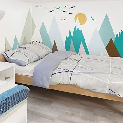 Stickers muraux Enfants - Décoration Chambre bébé - Autocollant Sticker Mural géant Enfant Montagnes scandinaves OYENKA - 40x60cm