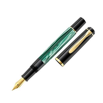 Pelikan Elegance Souverain M200 – Pluma estilográfica de punta fina, color negro/verde