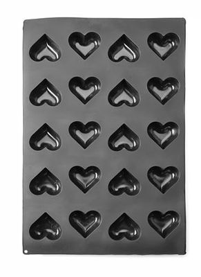 HENDI Moule en silicone à cœur, antiadhésif, pour la cuisson, la congélation et les monoportions: -30 à 230°C, 20 coeurs 7,5x6cm, pour chocolat, gelée et desserts glacés, 570x375x(h)35mm