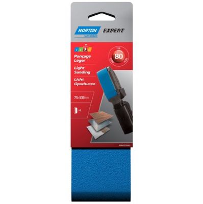 Norton - Expert, Nastri abrasivi 75 x 533 mm, grana 80, confezione da 2 pezzi