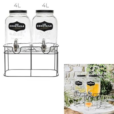COOK CONCEPT, KA0638, Podwójna fontanna do napojów Bistrot 2x4L - Elegancki wygląd, Optymalna pojemność, Łatwość obsługi, Praktyczna konserwacja - Przezroczysty, Rozmiar: 2x4L, Kolor: Przezroczysty