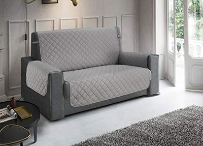 BIANCHERIAWEB Housse de canapé matelassée - Modèle impérial pitonné - Protège canapé Anti-Taches et imperméable - Gris