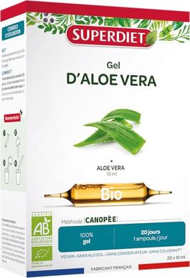 SuperDiet Pur Jus d'Aloe vera 20 ampoules de 10ml soit 200ml