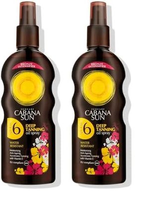 Cabana Sun CABANA Deep Tanning Oil Spray SPF6-200 ml (Pack of 2)