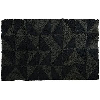 MSV Bath mat Calula of Cotton 50X80cm in Black/Grey, 50 x 80 cm